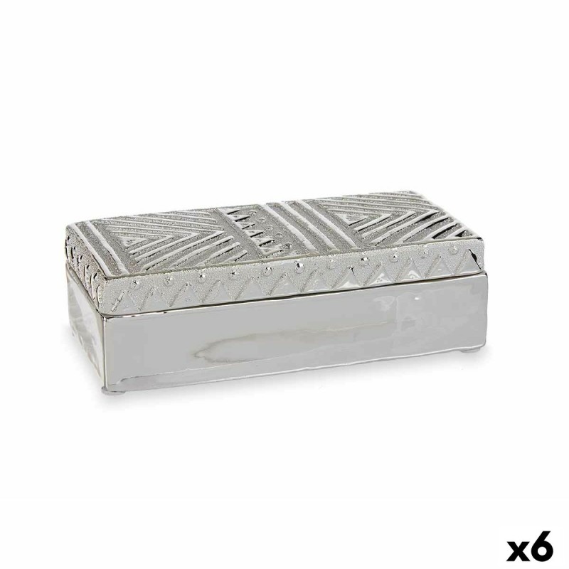 Jewelry box Silver Ceramic 10,2 x 6,3 x 20,5 cm (6 Units)