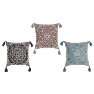 Coussin DKD Home Decor Orange Bleu ciel Blue marine Mandala 40 x 10 x 40 cm (3 Pièces)