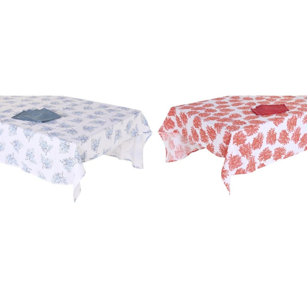 Nappe et serviettes de table DKD Home Decor 150 x 250 x 0,5 cm Bleu Fuchsia Blanc (2 Unités)