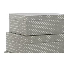 Set of Stackable Organising Boxes DKD Home Decor Mouse Grey White Cardboard (43,5 x 33,5 x 15,5 cm)