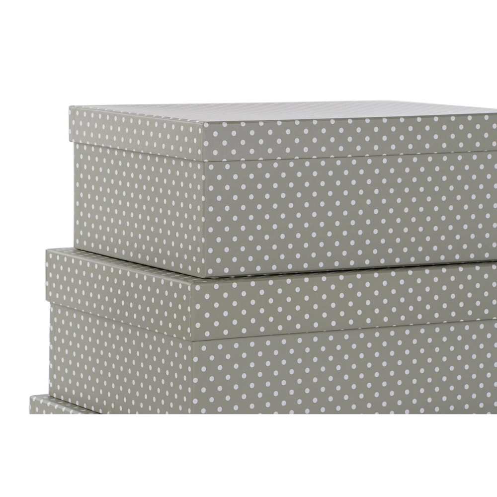 Jeu de Caisses de Rangement Empilables DKD Home Decor Taupes Gris Blanc Carton (43,5 x 33,5 x 15,5 cm)