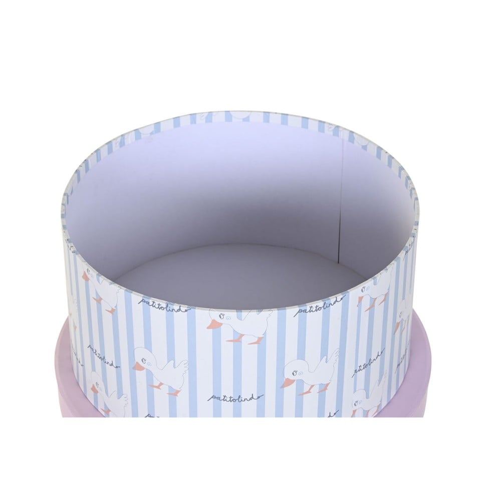 Jeu de Caisses de Rangement Empilables DKD Home Decor Bleu Rose Carton (37,5 x 37,5 x 18 cm)