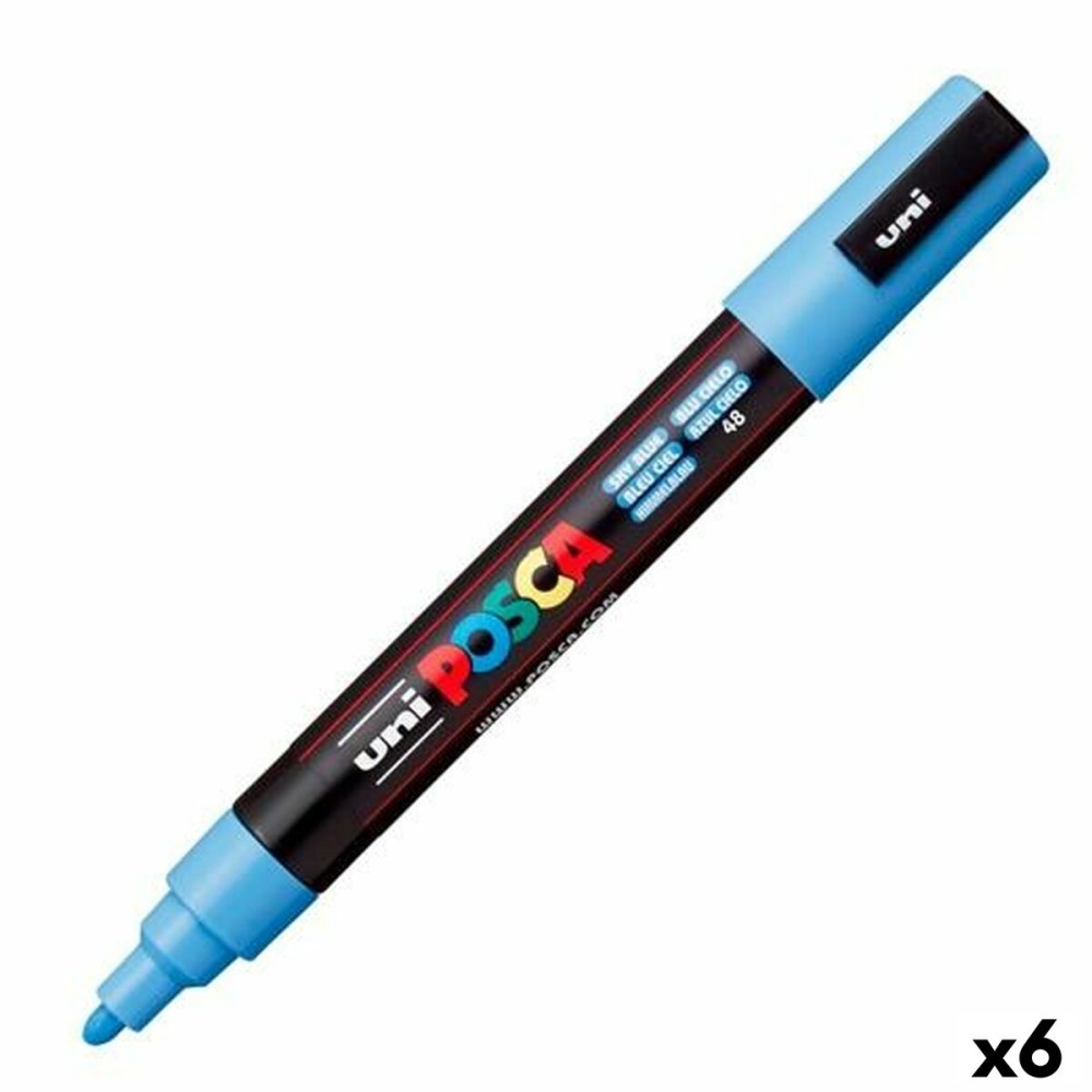 Marqueur POSCA PC-5M Bleu ciel (6 Unités)