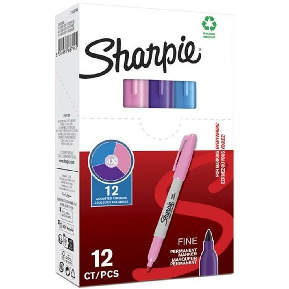 Marqueur permanent Sharpie Violet Rose Turquoise (12 Unités)