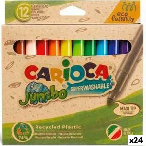 Set of Felt Tip Pens Carioca Jumbo Eco Family 24 Pieces Multicolour (24 Units)