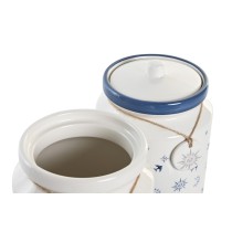 Tin DKD Home Decor Blue 15 x 15 x 21 cm White Dolomite (2 Units)