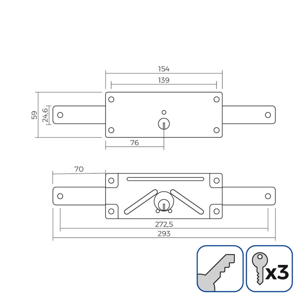 Schloss EDM 85260 Stahl 154 x 59 mm Rollo Verstopfen