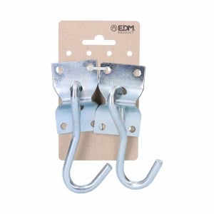 Holder EDM 85243 Silver 70 x 45 mm Hook for hanging up Hammock (2 Units)