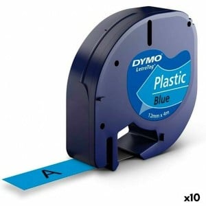 Ruban Laminé pour Etiqueteuses Dymo 91205 12 mm LetraTag® Noir Bleu (10 Unités)