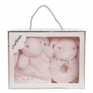 Kuscheltier    Rosa Hase Rassel 30 x 30 cm