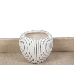 Cache-pot Romimex Beige Céramique Rayures 20 x 17 x 20 cm