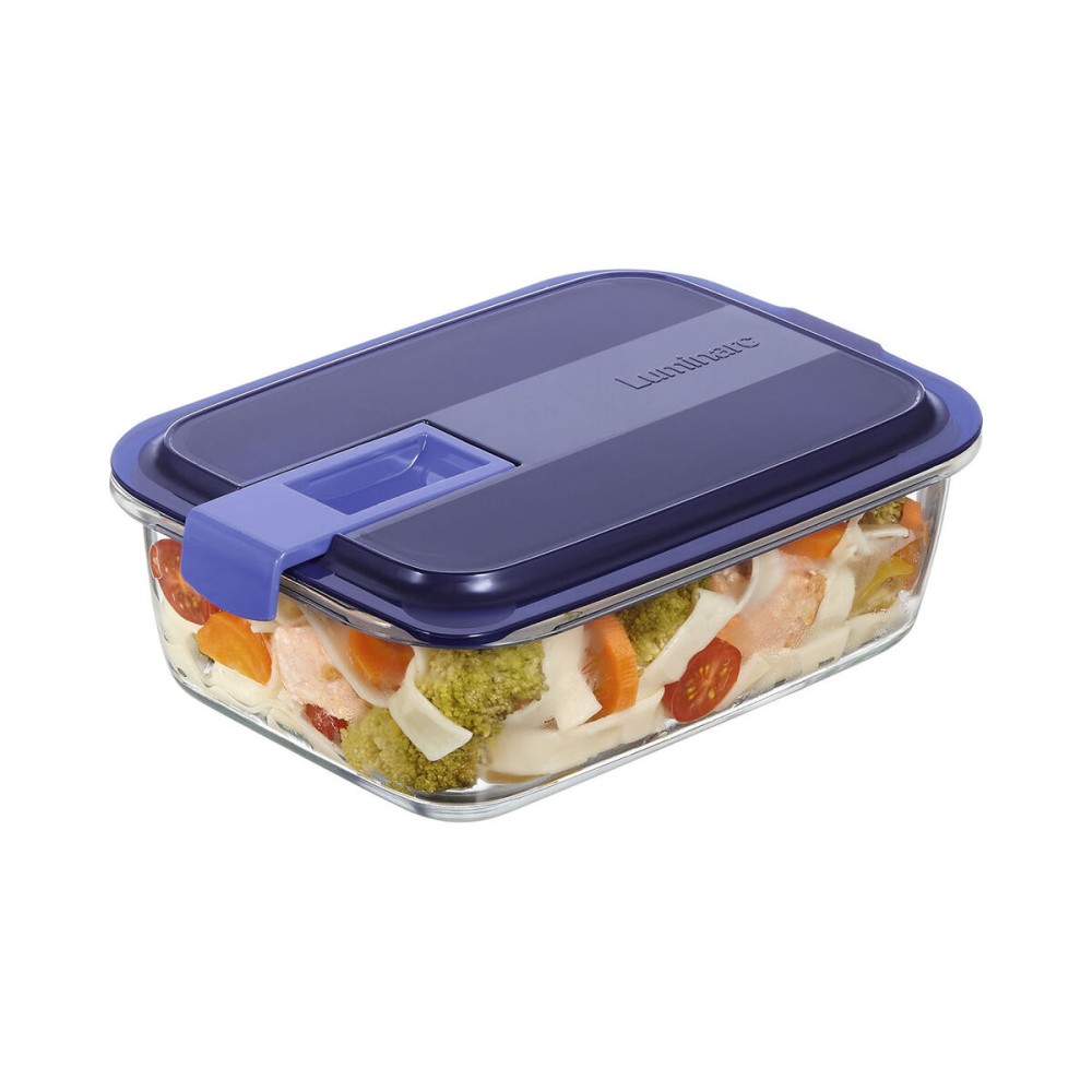 Hermetic Lunch Box Luminarc Easy Box Blue Glass (6 Units) (1,22 L)