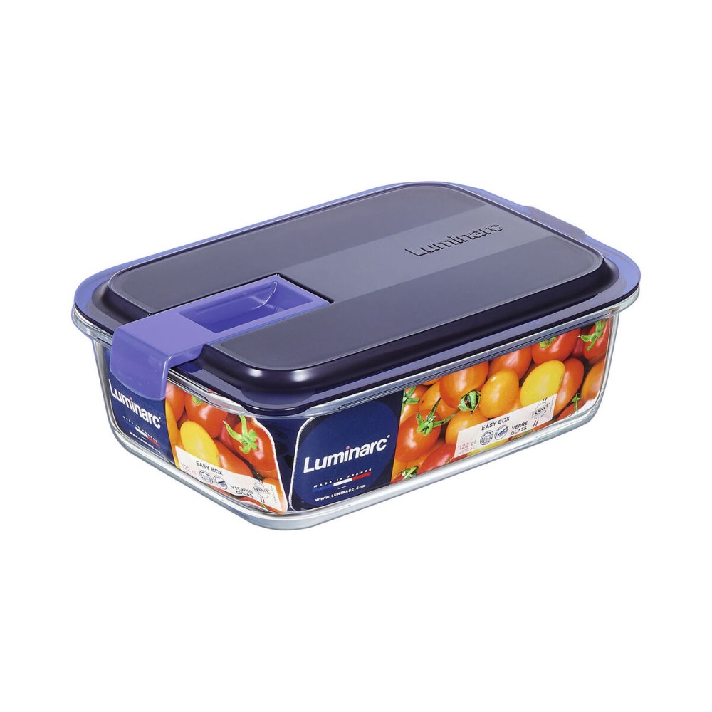 Lunchbox hermetisch Luminarc Easy Box Blau Glas (6 Stück) (1,22 L)