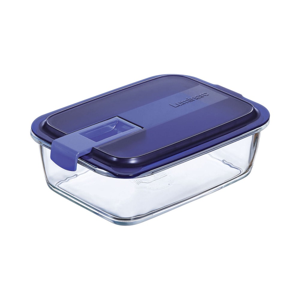 Hermetic Lunch Box Luminarc Easy Box Blue Glass (6 Units) (1,22 L)