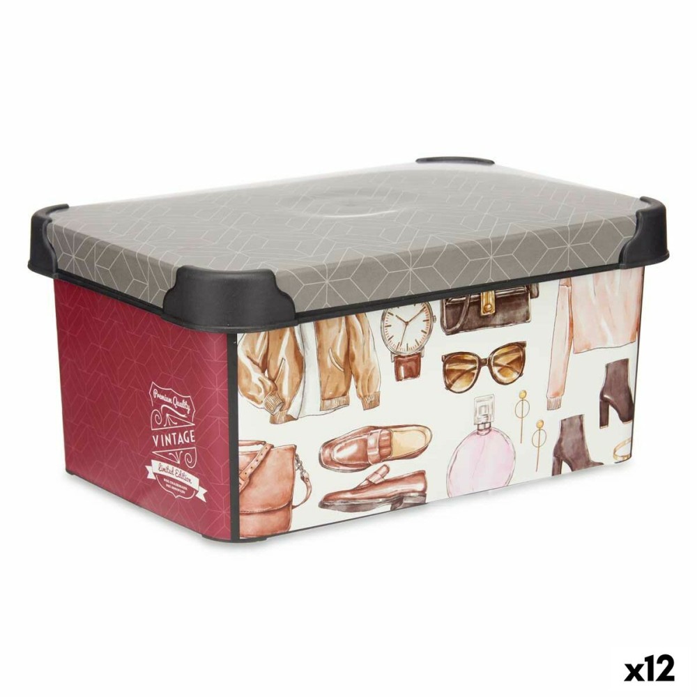 Aufbewahrungsbox Kipit STYLE BOX-5L-3 Kunststoff Vintage 5 L 19 x 13,5 x 29 cm (12 Stück)