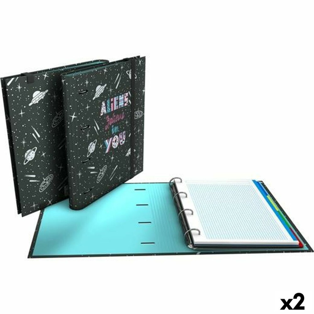 Ring binder Grafoplas Carpebook Aliens Black A4 (2 Units)