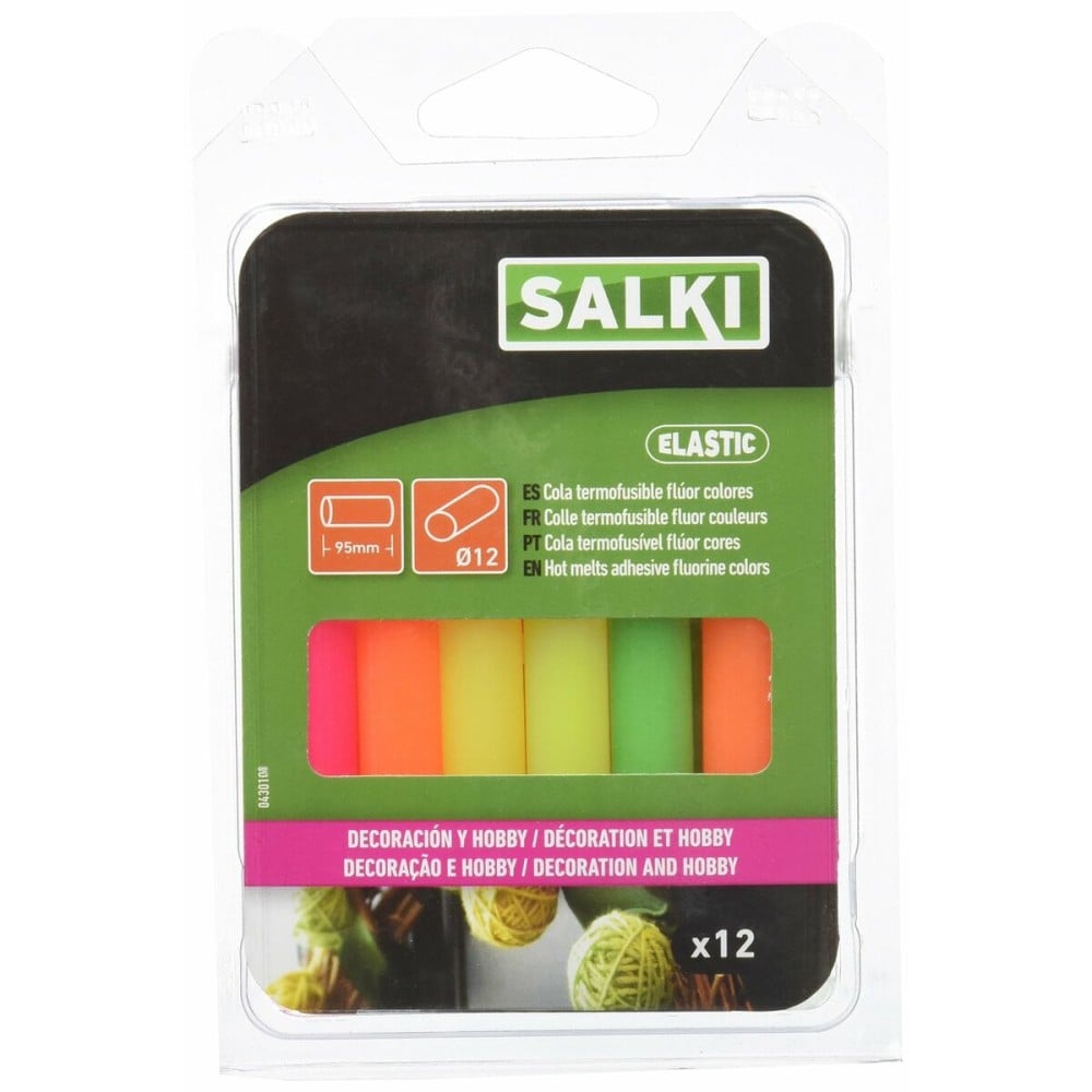 Schmelzklebebalken Salki 430108 Bunt Dekoration Fluor Ø 12 x 95 mm 125 g (12 Stück)