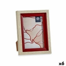 Fotorahmen Kristall Rot Holz Braun Kunststoff (13,5 x 18,8 x 2 cm) (6 Stück)