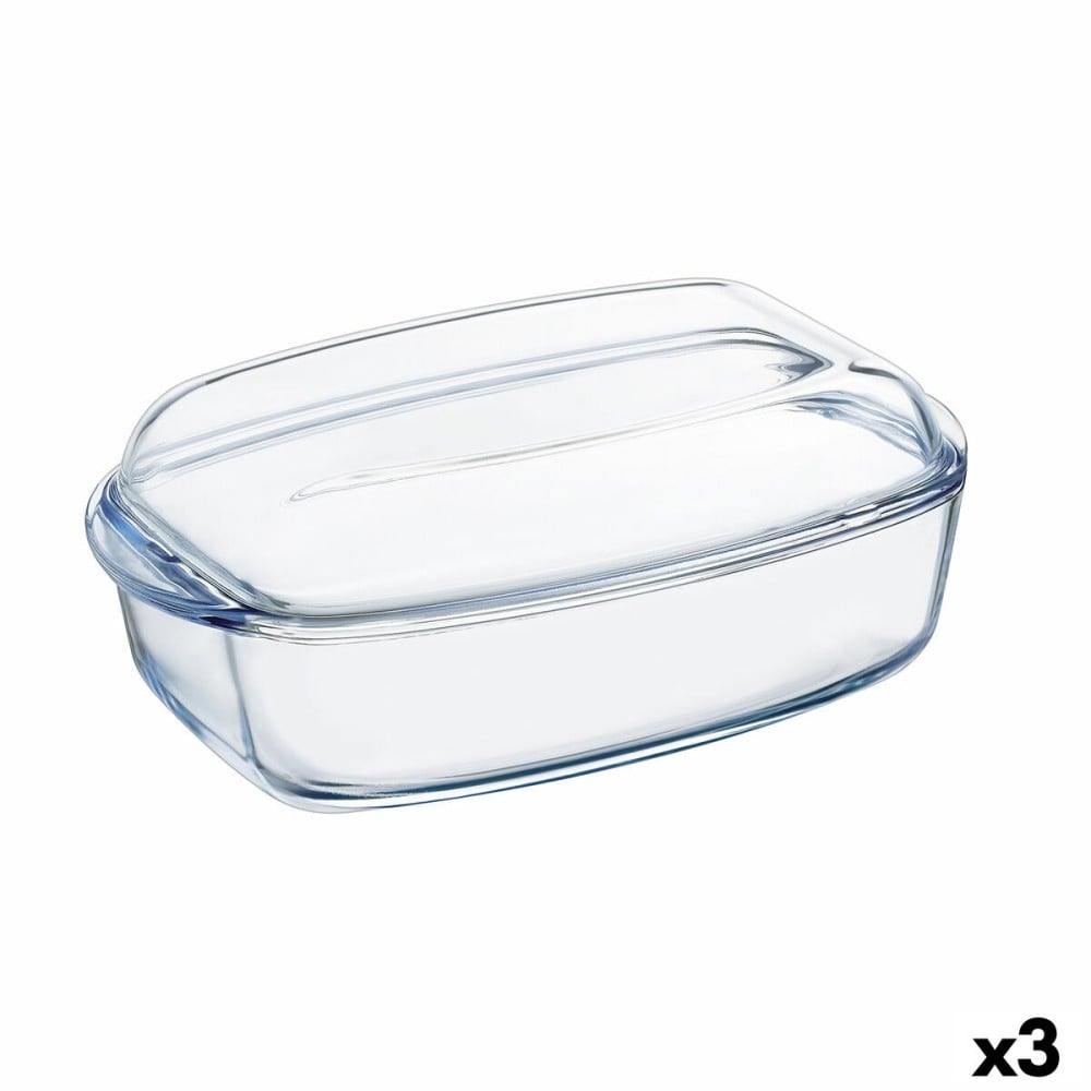 Kochschüssel Pyrex Classic mit Deckel 4,5 L 38 x 22 x 11 cm Durchsichtig Glas (3 Stück)