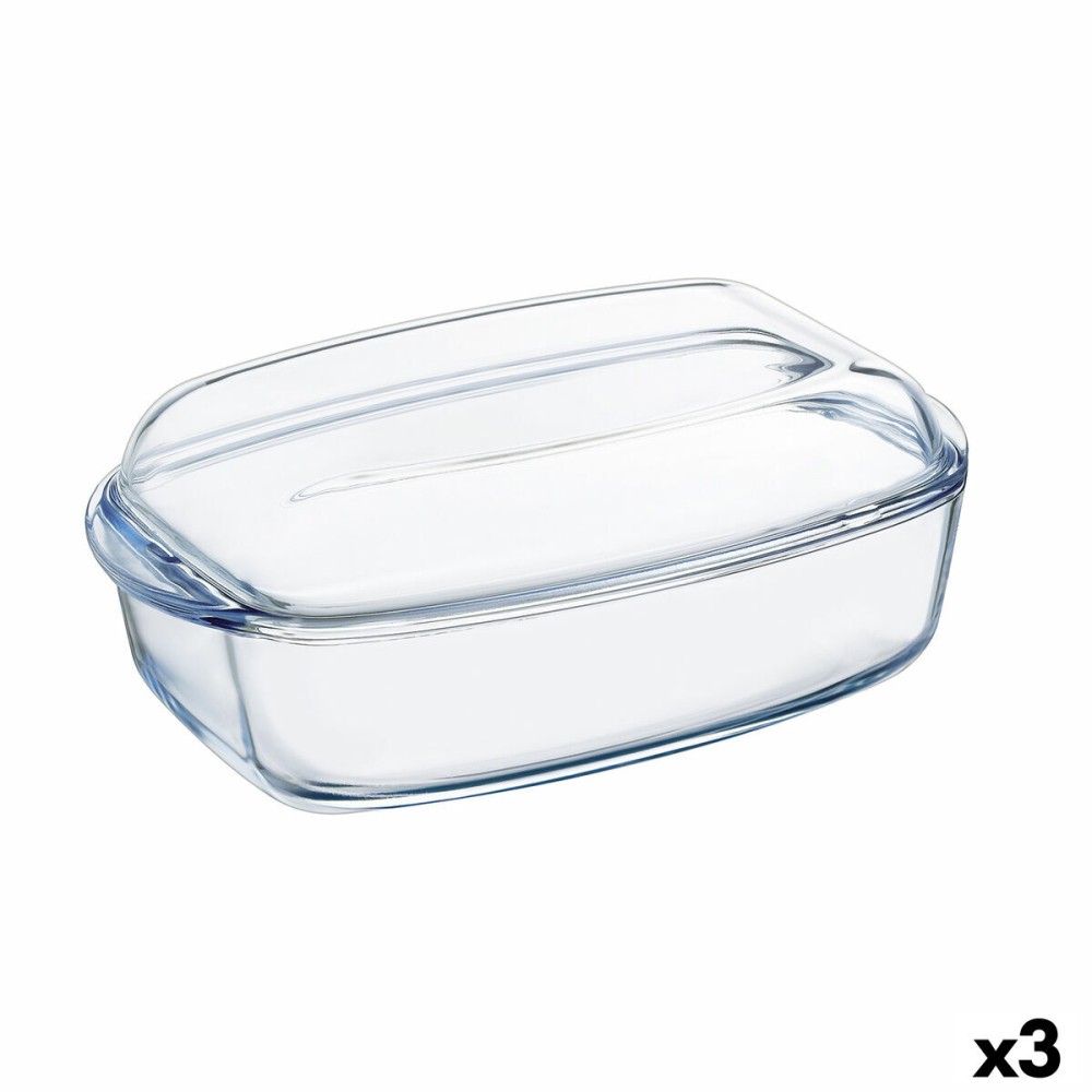 Plat à Gratin Pyrex Classic Avec couvercle 4,5 L 38 x 22 x 11 cm Transparent verre (3 Unités)