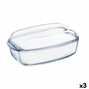 Kochschüssel Pyrex Classic mit Deckel 4,5 L 38 x 22 x 11 cm Durchsichtig Glas (3 Stück)