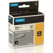 Ruban Laminé pour Etiqueteuses Rhino Dymo ID1-6 Blanc Noir 6 x 1,5 mm (5 Unités)