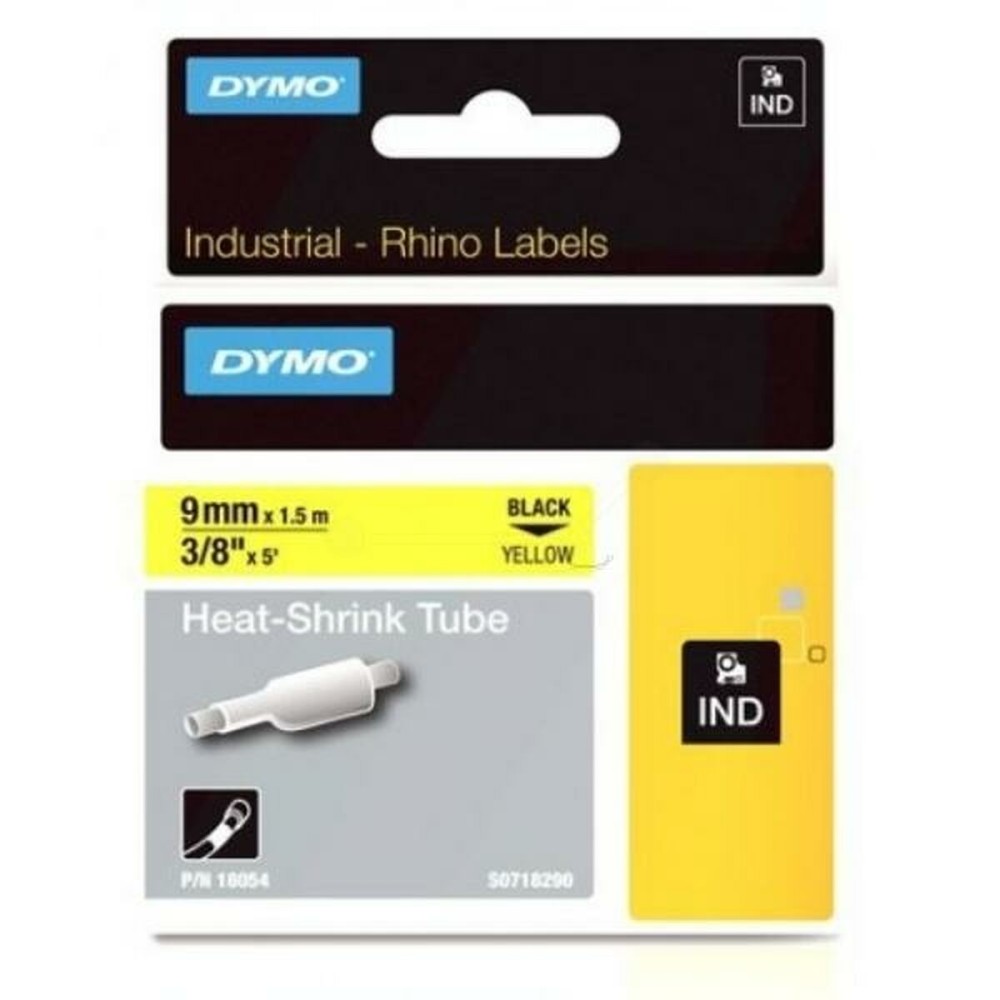 Ruban Laminé pour Etiqueteuses Rhino Dymo ID1-9 Jaune Noir 9 x 1,5 mm (5 Unités)