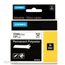 Ruban Laminé pour Etiqueteuses Rhino Dymo ID1-12 12 x 5,5 mm Noir Blanc Autocollants (5 Unités)