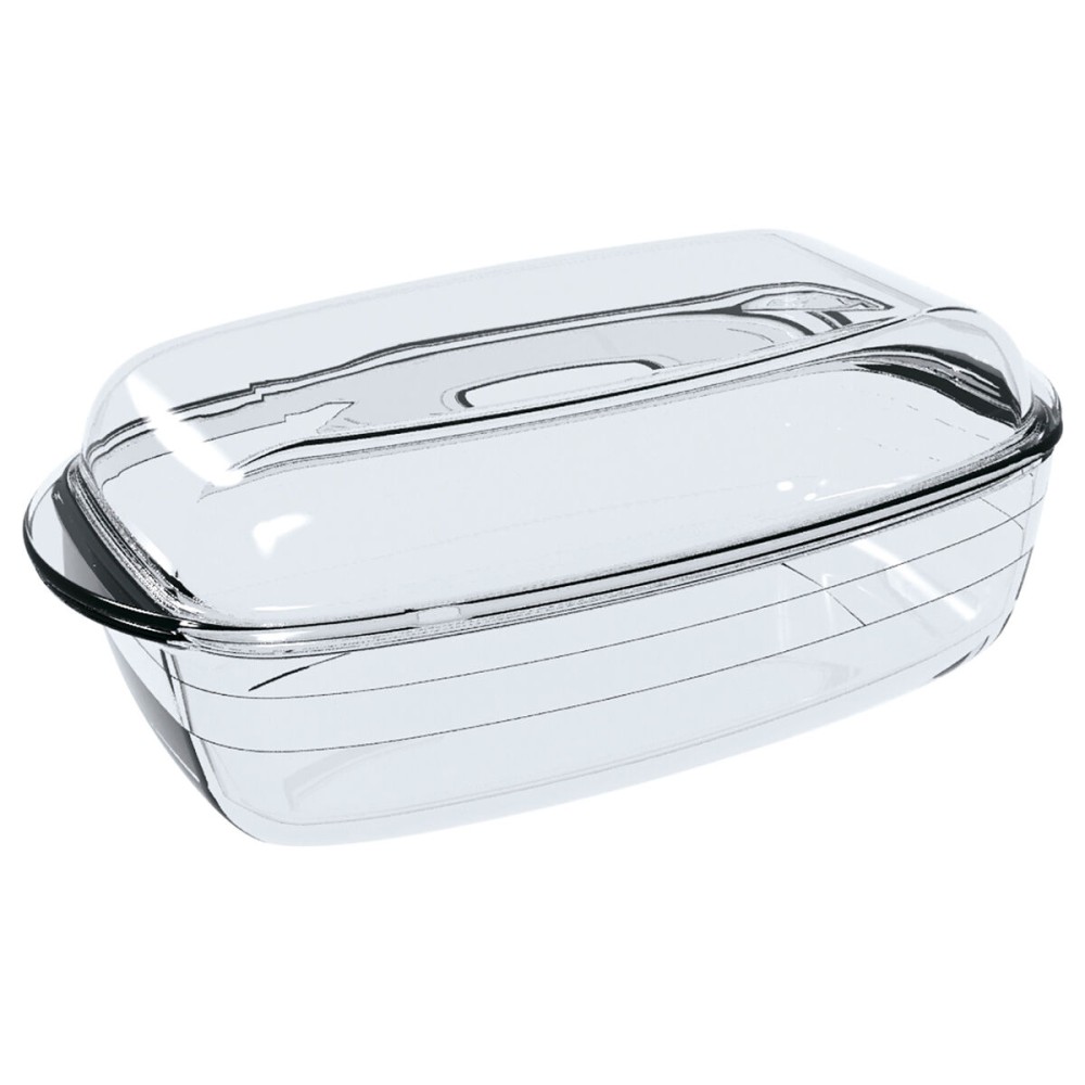 Serving Platter Ô Cuisine Rectangular With lid 1,6 L 2,9 L Transparent Glass (3 Units)