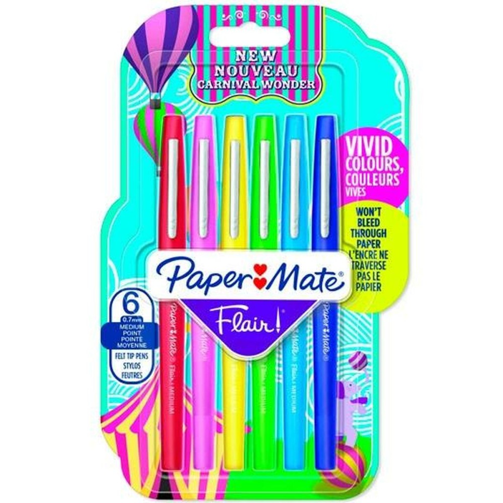 Ensemble de Marqueurs Paper Mate Flair Multicouleur 6 Pièces (2 Unités)