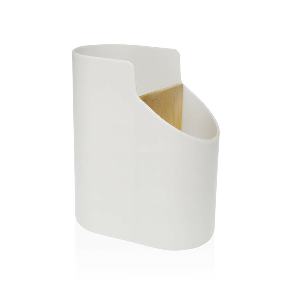 Pot pour ustensiles de cuisine Versa Blanc Bambou ABS 8,5 x 17,6 x 15 cm