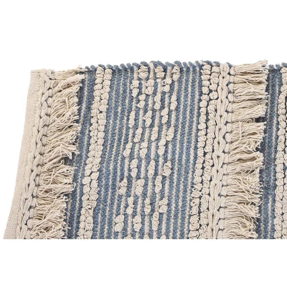 Teppich DKD Home Decor 180 x 120 x 2 cm Blau Baumwolle Weiß Boho