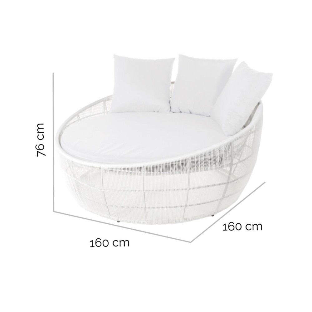 Chaise longue Dido 160 x 160 x 76 cm Rond Blanc