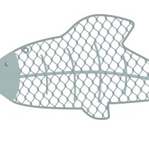 Bild Fisch 50,17 x 2,54 x 22,23 cm Blau Metall