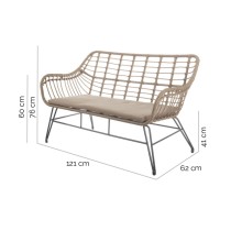 Gartenstuhl Ariki 121 x 62 x 76 cm Synthetischer Rattan Stahl Graphit