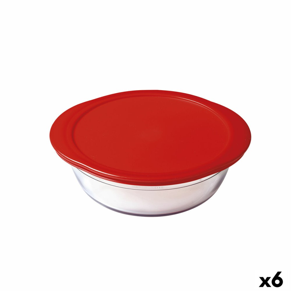 Panier-repas rond avec couvercle Ô Cuisine Cook&store Ocu Rouge 2,3 L 27 x 24 x 8 cm verre Silicone (6 Unités)