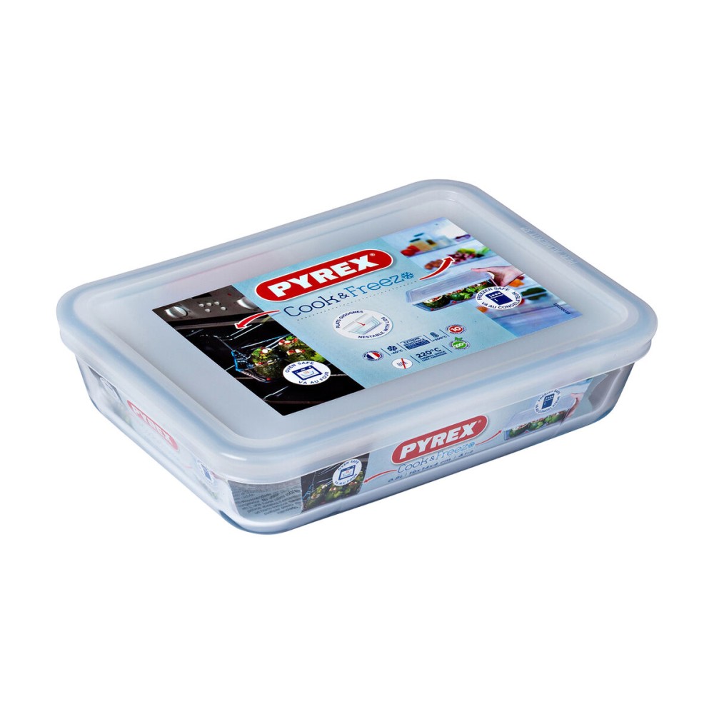 Rectangular Lunchbox with Lid Pyrex Cook & Freeze 22,5 x 17,5 x 6,5 cm 1,5 L Transparent Silicone Glass (6 Units)