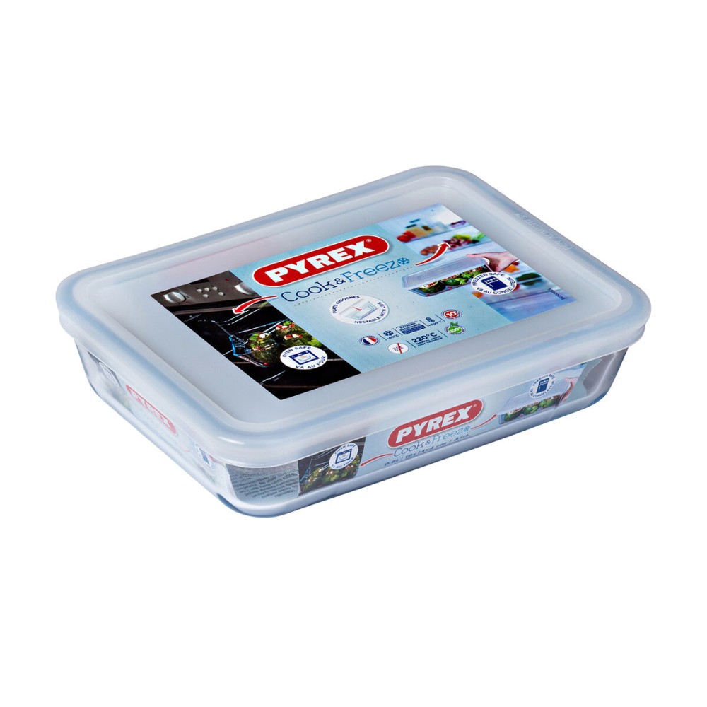 Rechteckige Lunchbox mit Deckel Pyrex Cook & Freeze 19 x 14 x 5 cm 800 ml Durchsichtig Silikon Glas (6 Stück)