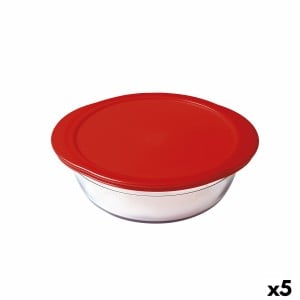 Runde Lunchbox mit Deckel Ô Cuisine Cook & Store 21 x 21 x 7 cm Rot 1,1 L Silikon Glas (5 Stück)