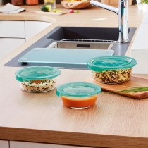 Panier-repas rond avec couvercle Luminarc Keep'n Lagon 920 ml 15,6 x 6,6 cm Turquoise verre (6 Unités)