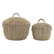 Basket set DKD Home Decor Brown Multicolour Natural Jute Metal Boho 51 x 51 x 48 cm