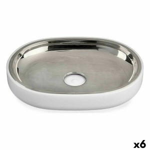 Soap dish Berilo BP15-004-2 White Silver Stainless steel Plastic 9,5 x 2,5 x 13 cm (6 Units)