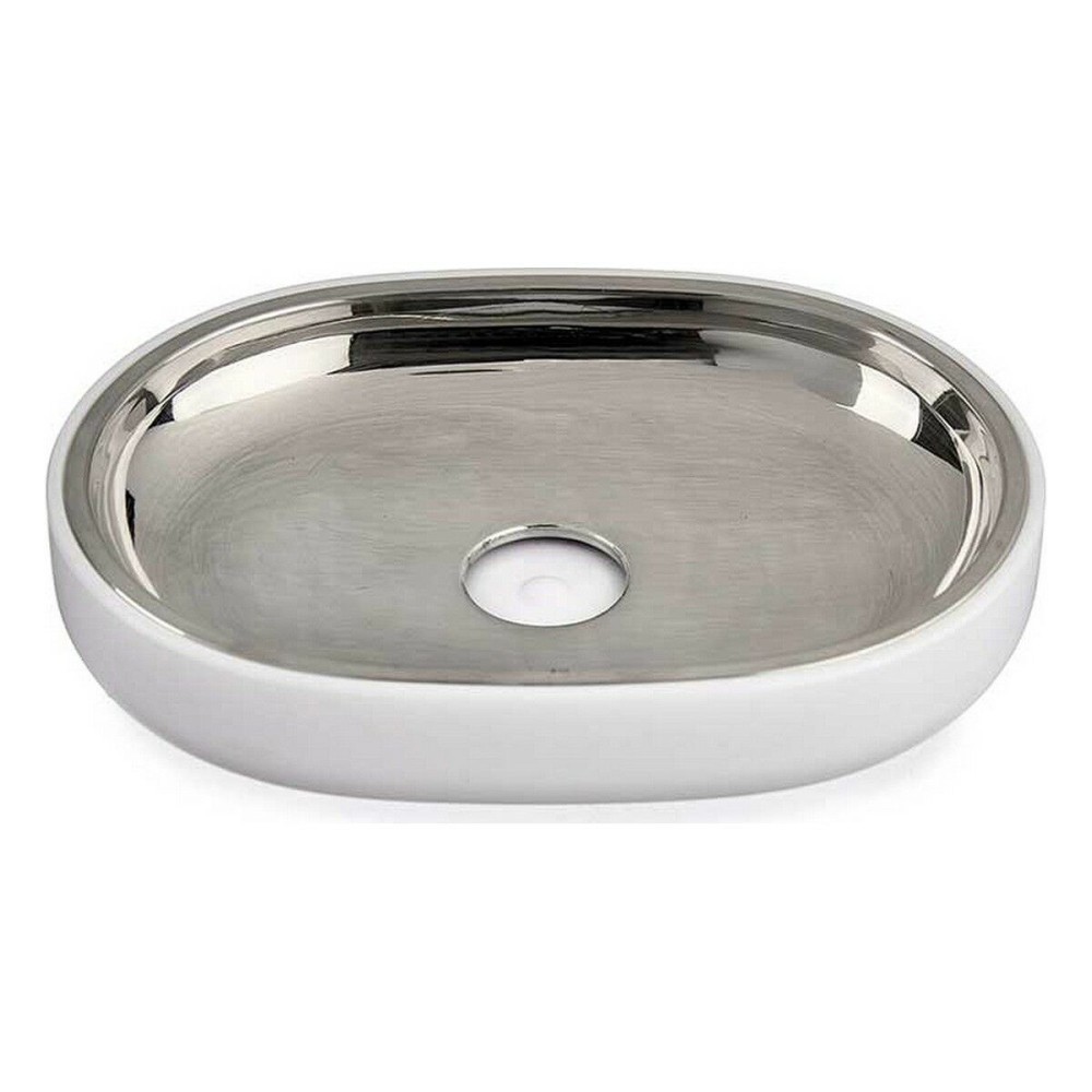 Soap dish Berilo BP15-004-2 White Silver Stainless steel Plastic 9,5 x 2,5 x 13 cm (6 Units)