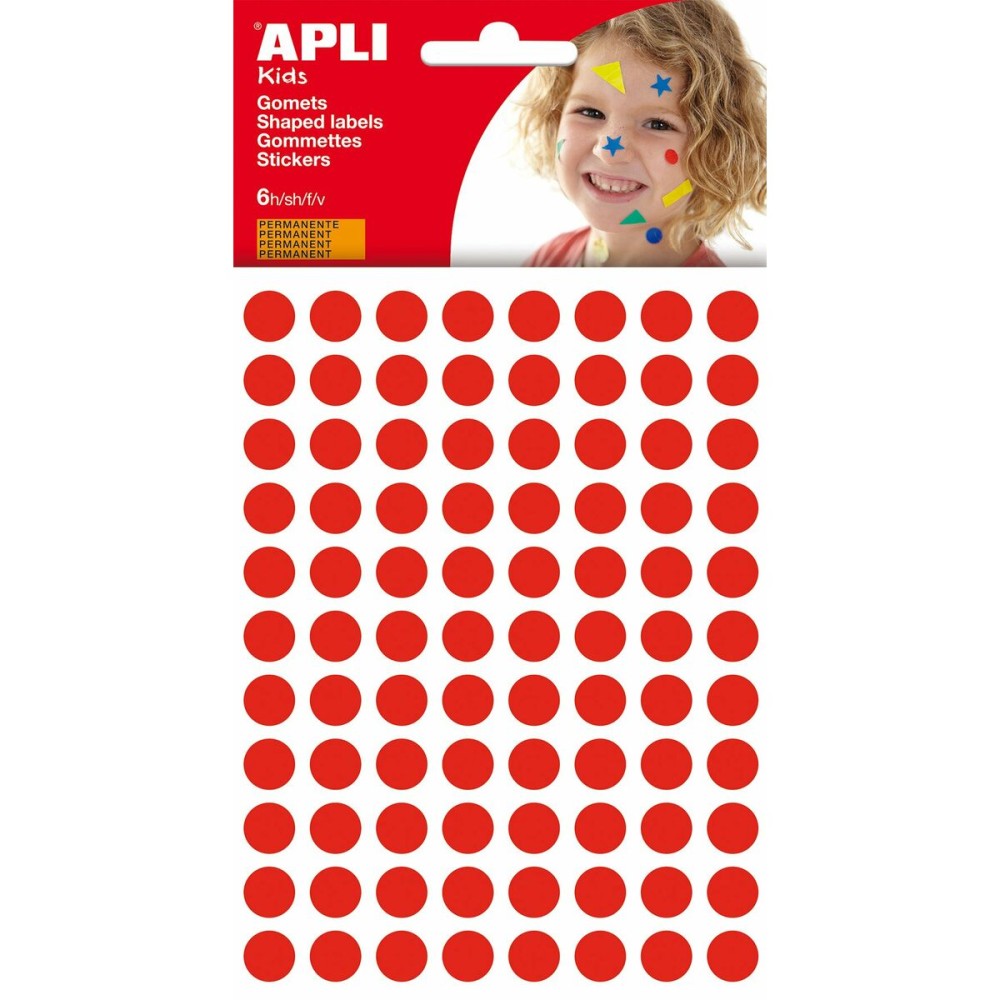 Autocollants Apli Kids Gomets Rouge Rond (1 Pièce) (10 Unités)