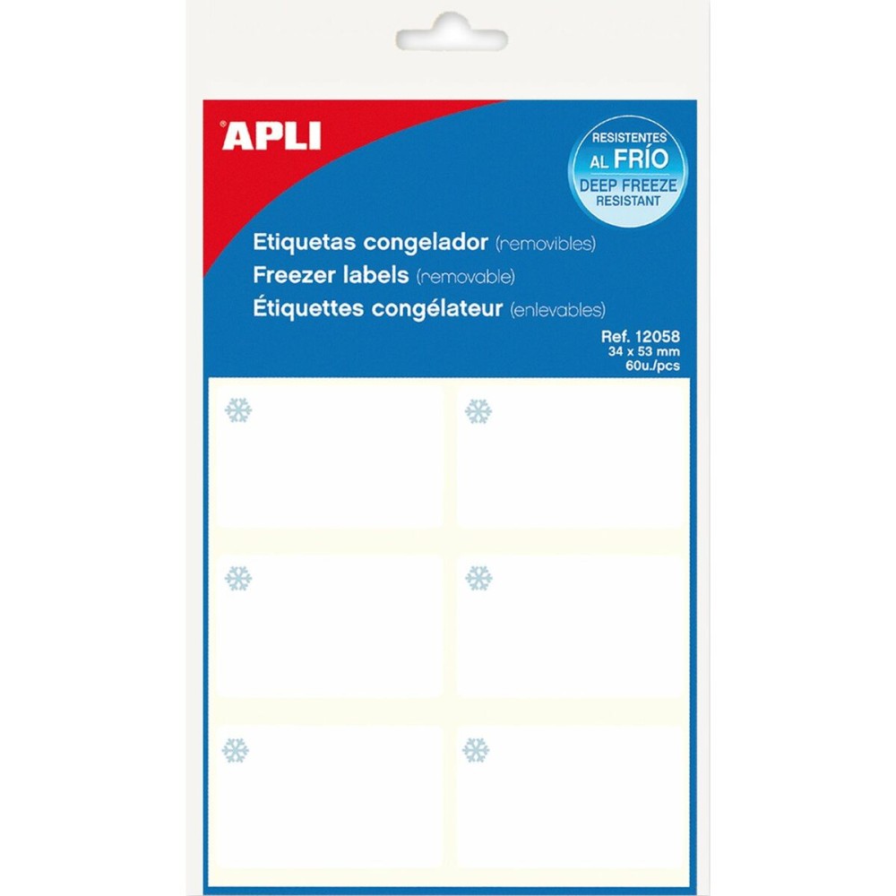 Etisuettes Apli Blanc Congélateur 10 Volets 34 x 53 mm (10 Unités)