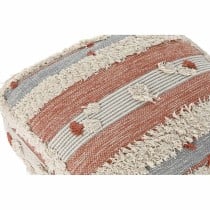 Puff DKD Home Decor Weiß Orange Streifen Boho 60 x 60 x 25 cm (2 Stück)