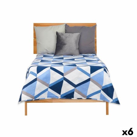 Reversible Bedspread 180 x 260 cm Blue White (6 Units)