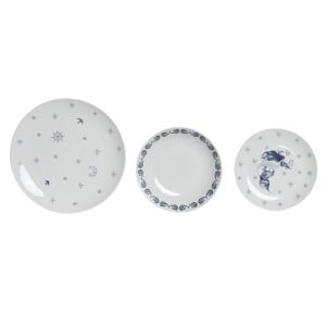 Service de Vaisselle DKD Home Decor Porcelaine Bleu Blanc 27 x 27 x 3 cm 18 Pièces