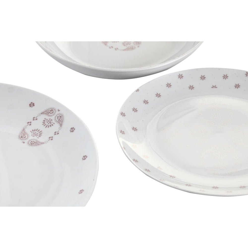 Geschirr-Set DKD Home Decor Weiß Rosa Porzellan Scandi 18 Stücke 27 x 27 x 3 cm