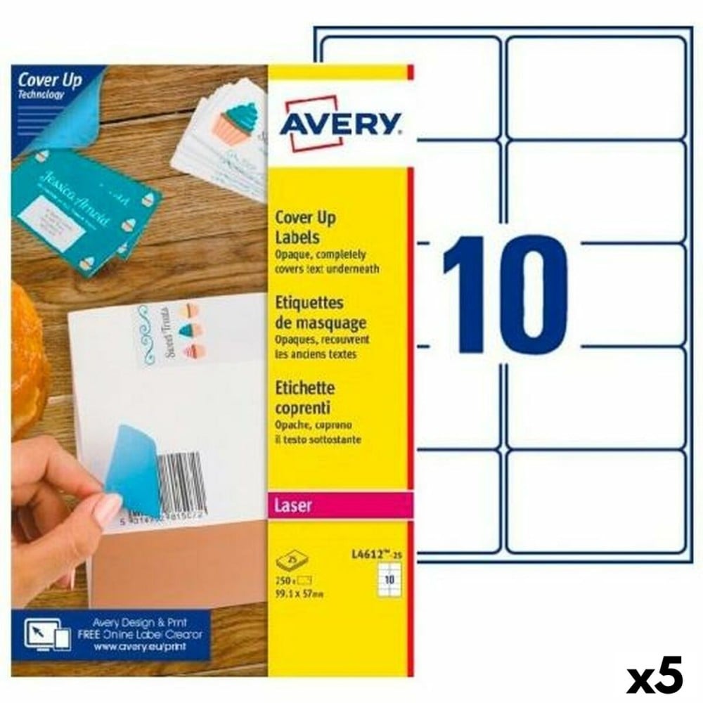 Etiquettes pour Imprimante Avery L4612 Blanc 25 Volets 99,1 x 57 mm (5 Unités)